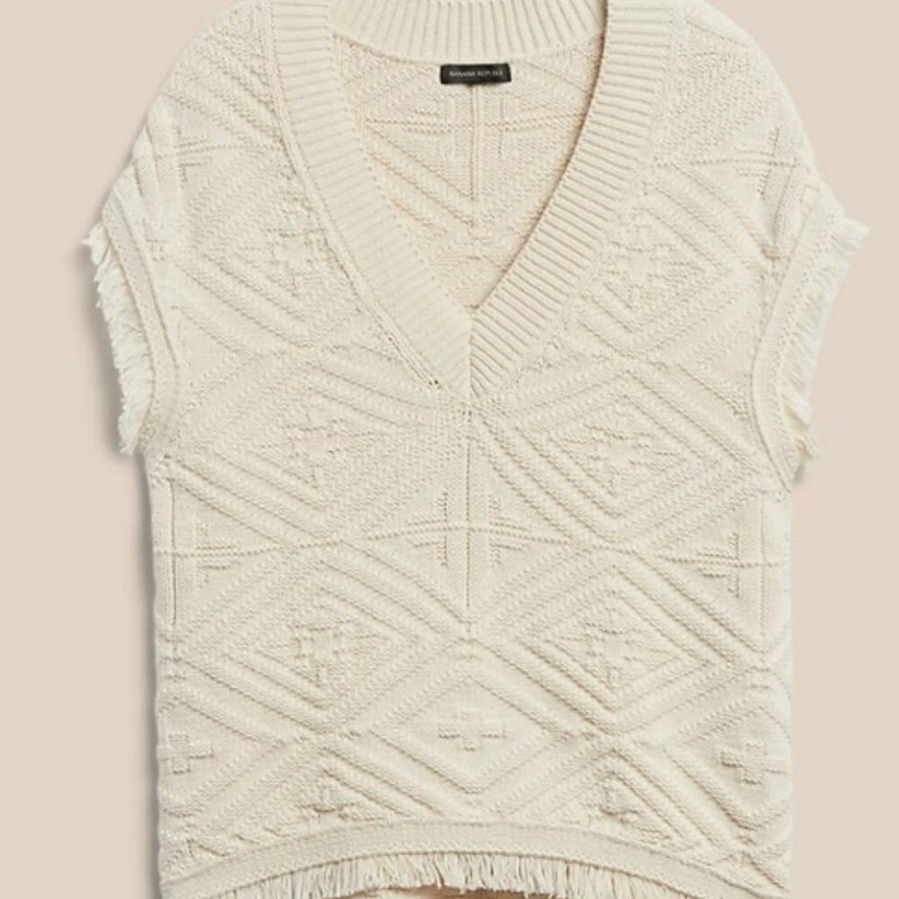 BANANA REPUBLIC HERITAGE CREAM OVERSIZED SWEATER VEST ORGANIC COTTON M/L